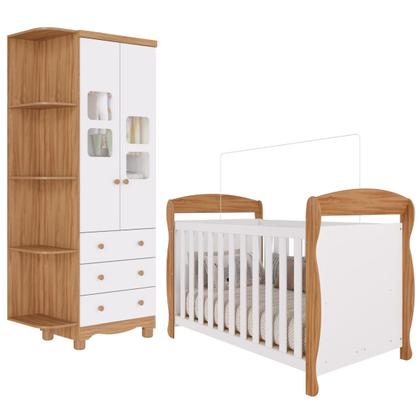 Imagem de Quarto Bebê Completo Berço Americano Marquesa Guarda Roupa Uli 2 Portas Com Prateleiras