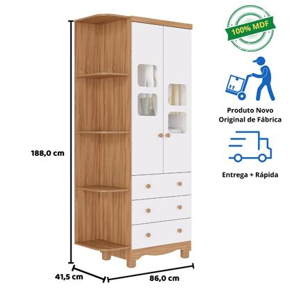 Imagem de Quarto Bebê Completo Berço Americano Marquesa Guarda Roupa Uli 2 Portas Com Prateleiras