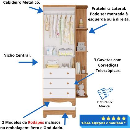 Imagem de Quarto Bebê Completo Berço Americano Marquesa Guarda Roupa Uli 2 Portas Com Prateleiras