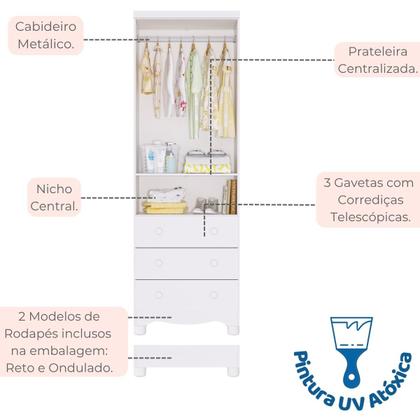 Imagem de Quarto Bebê Completo Berço Americano Uli Guarda Roupas 2 Portas 3 Gavetas Bolinha 100% MDF