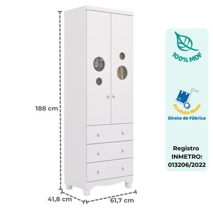 Imagem de Quarto Bebê Completo Berço Americano Uli Guarda Roupas 2 Portas 3 Gavetas Bolinha 100% MDF