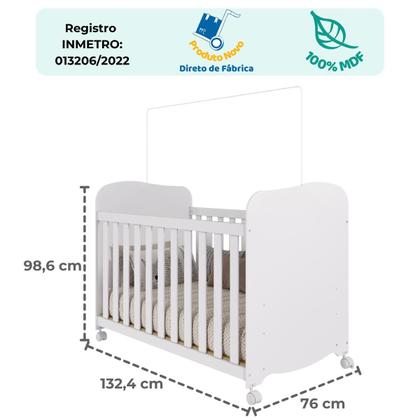 Imagem de Quarto Bebê Completo Berço Americano Uli Guarda Roupas 2 Portas 3 Gavetas Bolinha 100% MDF