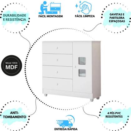 Imagem de Quarto Bebê Completo Berço Estilo Americana Cômoda Gavetas Sapateira Colchão Incluso