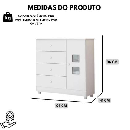 Imagem de Quarto Bebê Completo Berço Estilo Americana Cômoda Gavetas Sapateira Colchão Incluso