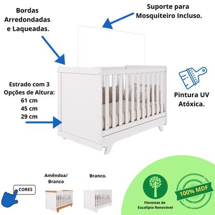 Imagem de Quarto Bebê Completo Berço Mini Cama E Cômoda Retrô Faura
