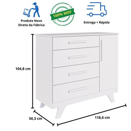 Imagem de Quarto Bebê Completo Berço Mini Cama E Cômoda Retrô Faura