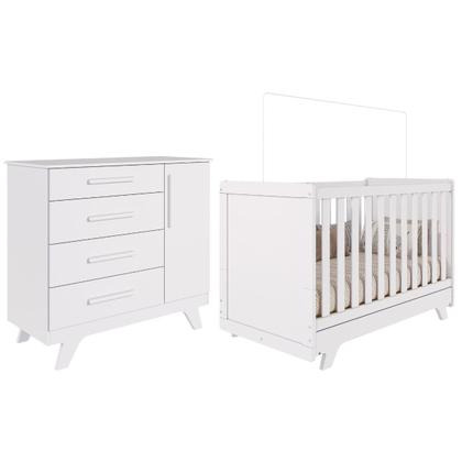 Imagem de Quarto Bebê Completo Berço Mini Cama E Cômoda Retrô Faura