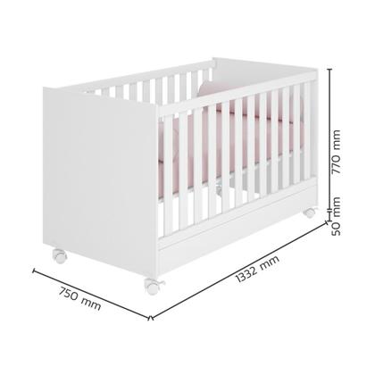 Imagem de Quarto Bebê Completo Doce Sonho Com Colchão E Rodízios Qmovi - Branco