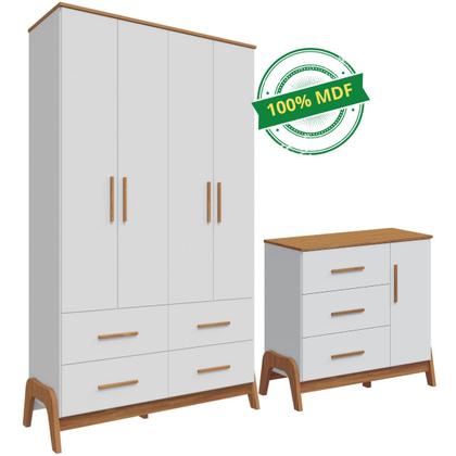 Imagem de Quarto Bebê Completo Guarda Roupas Cômoda 1 Porta 100% MDF