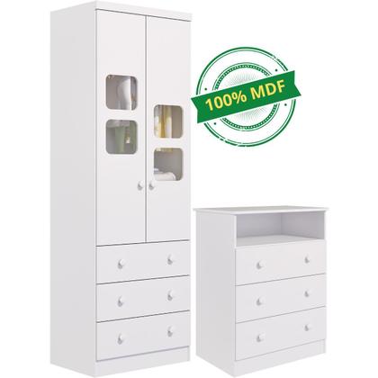 Imagem de Quarto Bebe Completo Guarda Roupas Uli 2 Portas Gaveteiro 3 Gavetas Smim 100% MDF
