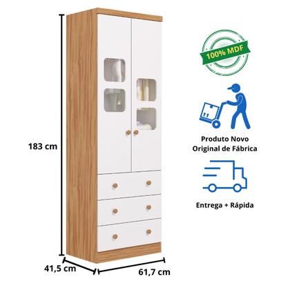 Imagem de Quarto Bebe Completo Guarda Roupas Uli 2 Portas Gaveteiro 3 Gavetas Smim 100% MDF
