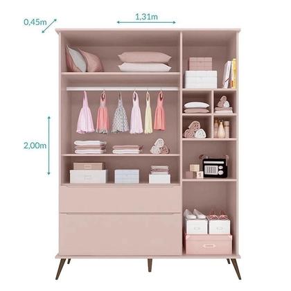 Imagem de Quarto Bebê Completo Melinda Rose Retro Guarda Roupa 3 Portas Cômoda 1 Porta Berço Qencanto - Phoenix Baby