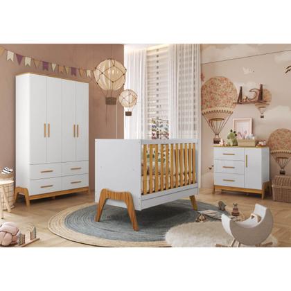 Imagem de Quarto Bebe Completo Moveis Peroba Guti Retro MDF + Colchão
