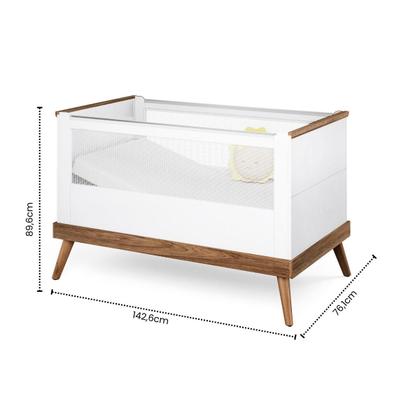 Imagem de Quarto Bebê Completo Retrô Berço E Cômoda Pé Palito Branco