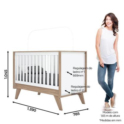 Imagem de Quarto Bebê Guarda Roupa 4 Pts Cômoda Berço Aurora Casa 812 Branco Com Jequitibá Hp