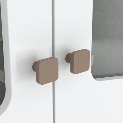 Imagem de Quarto Bebê Guarda Roupa 4 Pts Cômoda Berço Aurora Casa 812 Branco Com Jequitibá Hp