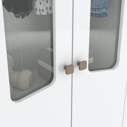 Imagem de Quarto Bebê Guarda Roupa 4 Pts Cômoda Berço Aurora Casa 812 Branco Com Jequitibá Hp