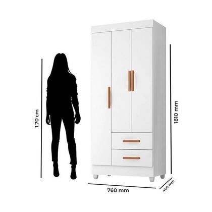 Imagem de Quarto Bebê Infantil com Guarda-roupa 3 Portas e 2 Gavetas com Cômoda 4 Gavetas e 2 Portas Lite