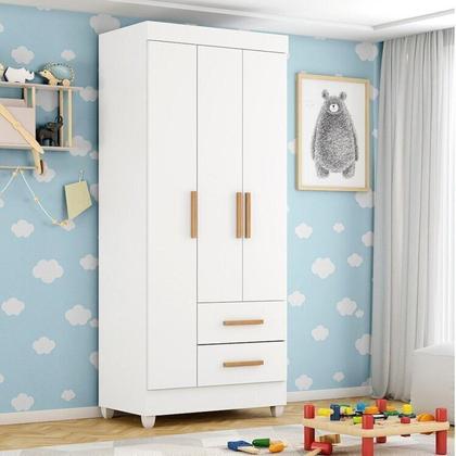 Imagem de Quarto Bebê Infantil com Guarda-roupa 3 Portas e 2 Gavetas com Cômoda 4 Gavetas e 2 Portas Lite