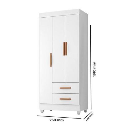 Imagem de Quarto Bebê Infantil com Guarda-roupa 3 Portas e 2 Gavetas com Cômoda 4 Gavetas e 2 Portas Lite