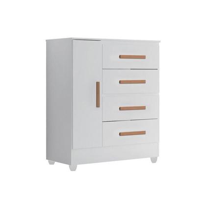 Imagem de Quarto Bebê Infantil com Guarda-roupa 4 Portas e 2 Gavetas com Cômoda 4 Gavetas e 1 Porta