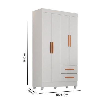 Imagem de Quarto Bebê Infantil com Guarda-roupa 4 Portas e 2 Gavetas com Cômoda 4 Gavetas e 2 Portas Lite