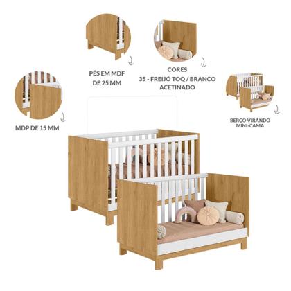 Quarto Bebe Infantil Q Encanto Berço Vira Cama e Comoda Sapateira 1 ...