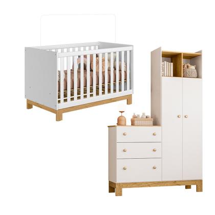 Imagem de Quarto Bebe Infantil Q Encanto Berço Vira Cama e Guarda Roupas com Cômoda Qmovi