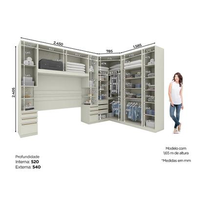 Imagem de Quarto Casal 11 Portas 6 Gavetas Canto com espelho Areia