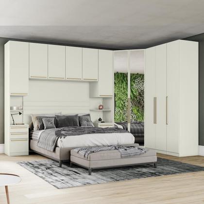Imagem de Quarto Casal 11 Portas 6 Gavetas Canto com espelho Areia