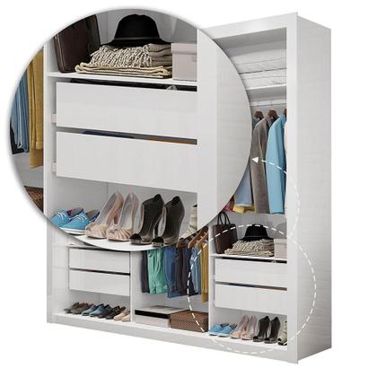 Imagem de Quarto Casal 4 Gavetas Sapateira 2 Portas E Cama Branco