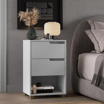 Imagem de Quarto Casal com Guarda-roupa 2 Portas de Correr, 1 Cômoda e 2 Mesas de Cabeceira Malthus