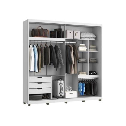 Imagem de Quarto Casal com Guarda-roupa 2 Portas de Correr, 1 Cômoda e 2 Mesas de Cabeceira Malthus