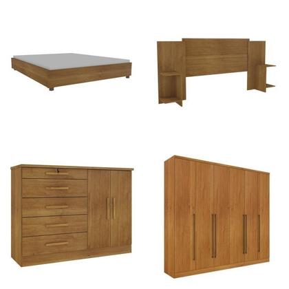 Imagem de Quarto Casal Completo Guarda Roupa 6 Portas com Cômoda Cama e Cabeceira