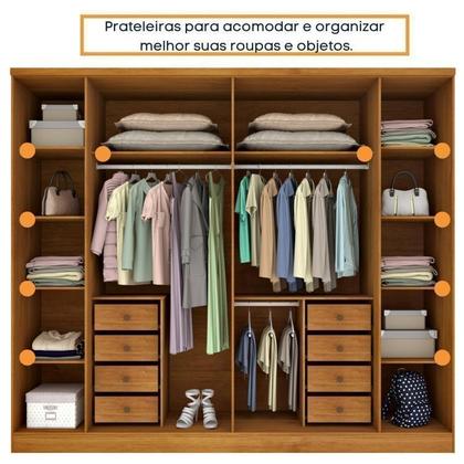 Imagem de Quarto Casal Completo Guarda Roupa 6 Portas com Cômoda Cama e Cabeceira Tcil Móveis