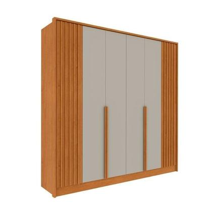 Imagem de Quarto Casal Completo Guarda-roupa 6 Portas e Cômoda 4 Gavetas Ripado Nova York e Cama Queen Mônaco