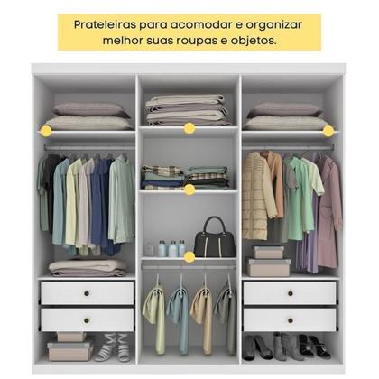 Imagem de Quarto Casal Completo Guarda-roupa 6 Portas Lima, Cama Monaco e Cômoda Chicago Espresso Móveis