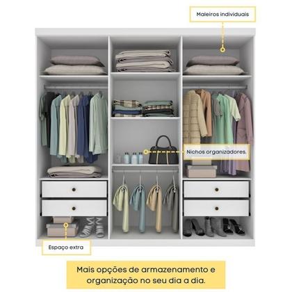 Imagem de Quarto Casal Completo Guarda-roupa 6 Portas Lima, Cama Monaco e Cômoda Chicago Espresso Móveis