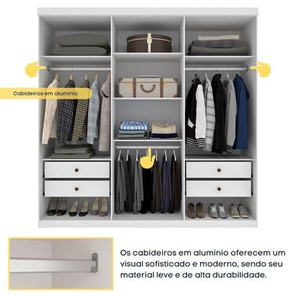 Imagem de Quarto Casal Completo Guarda-roupa 6 Portas Milano, Cama Monaco e Cômoda Istambul Espresso Móveis