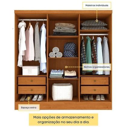 Imagem de Quarto Casal Completo Guarda Roupa 6 Portas Munique, Cama Casal Monaco e Cômoda Istambul Espresso Mó