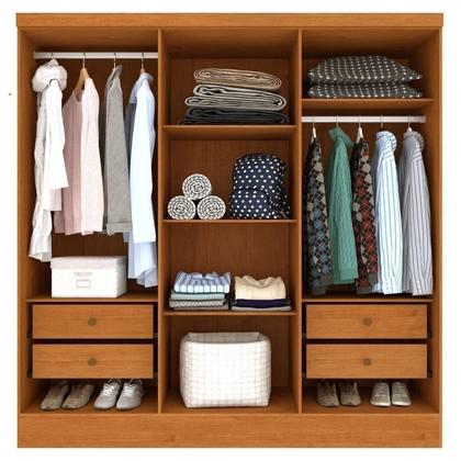 Imagem de Quarto Casal Completo Guarda-roupa 6 Portas Munique Cama Mônaco com Cabeceira e Cômoda Chicago Espre