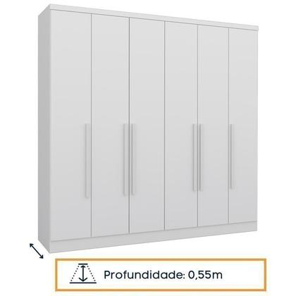 Imagem de Quarto Casal Completo Guarda Roupa 6 Portas Veneza com Cama e Mesa de Cabeceira Neve