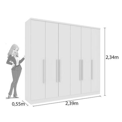 Imagem de Quarto Casal Completo Guarda Roupa 6 Portas Veneza com Cama e Mesa de Cabeceira Neve