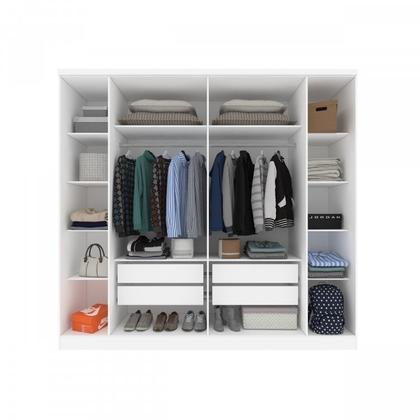 Imagem de Quarto Casal Completo Guarda Roupa 6 Portas Veneza com Cama e Mesa de Cabeceira Neve