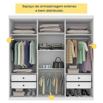 Imagem de Quarto Casal Completo Guarda-roupa Lima, Cama Mônaco e Cômoda Istambul Espresso Móveis