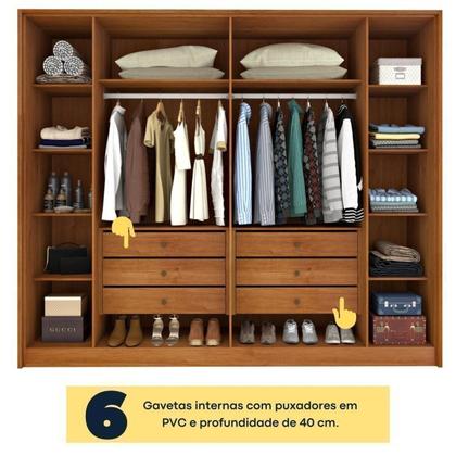 Imagem de Quarto Casal Ripado Guarda-roupa 6 Portas com Cama e Cabeceira