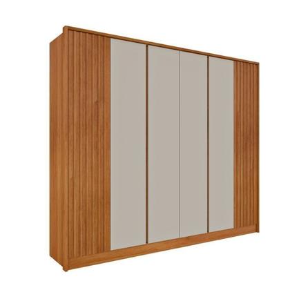 Imagem de Quarto Casal Ripado Guarda-roupa 6 Portas com Cama e Cabeceira