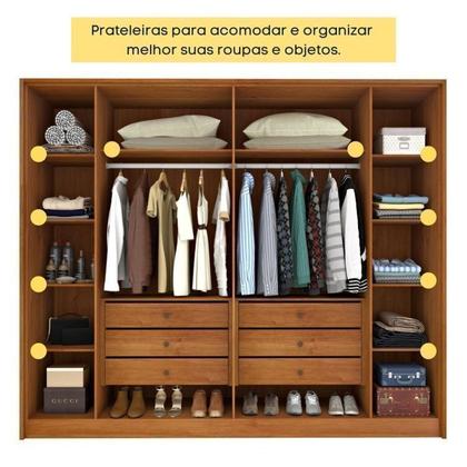 Imagem de Quarto Casal Ripado Guarda-roupa 6 Portas com Cama e Cabeceira