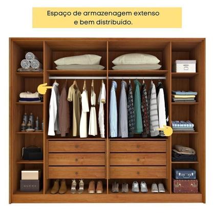 Imagem de Quarto Casal Ripado Guarda-roupa 6 Portas com Cama e Cabeceira