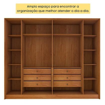 Imagem de Quarto Casal Ripado Guarda-roupa 6 Portas com Cama e Cabeceira